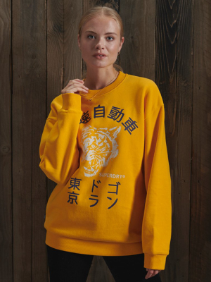 Kanji Tiger Oversized Crew Sweatshirt