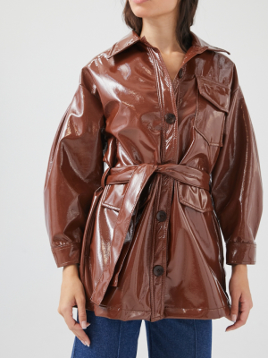 Tach Clothing Carioca Patent Trench Coat