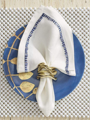 Kim Seybert Filament Napkin - Set Of 4 - White & Navy