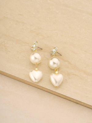 Love To Love Crystal And Pearl 18k Gold Plated Drop Earrings