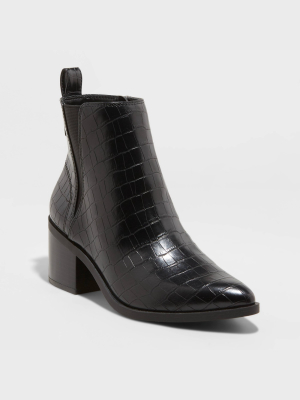 Women's Carolyn Block Heeled Chelsea Boots - A New Day™ Black