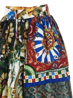 Dolce & Gabbana Patchwork Print A-line Midi Skirt