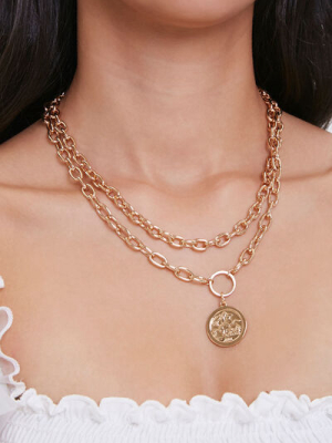 Ancient Coin Pendant Layered Necklace