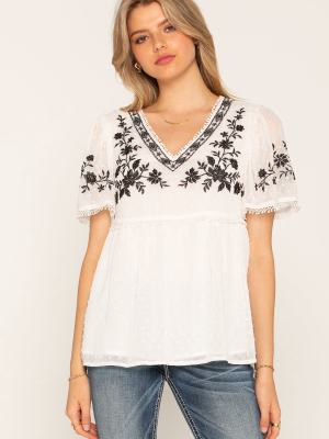 Floral Whispers Embroidered Top