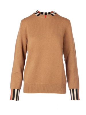 Burberry Icon Stripe Trim Sweater