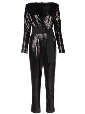 P.a.r.o.s.h. Sequined Belt Waisted Jumpsuit