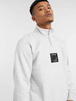 Adidas Originals Half Zip Fleece In Gray