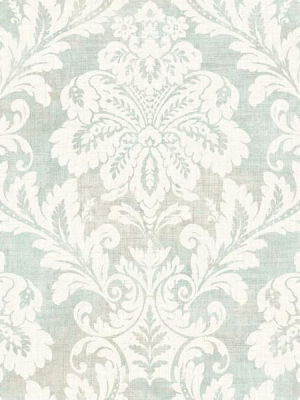 Shimmer Damask Wallpaper In Soft Blue And Ivory By Seabrook Wallcoverings