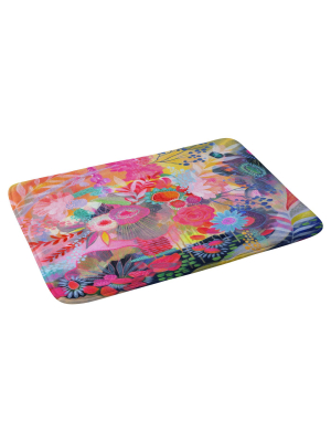 Geometric Flowers Bath Mat (36"x24") Pink - Deny Designs