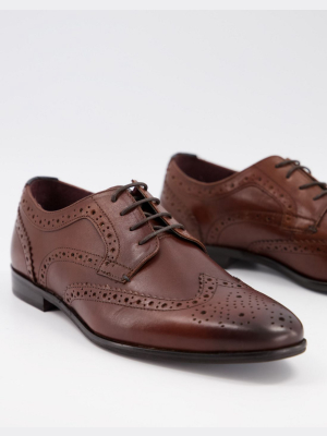 Walk London Alfie Brogues In Brown Leather