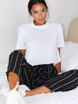 Petite Monochrome Stripe Casual Pants