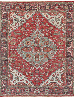 Feizy Piraj Nordic Hand Knot Wool Rug - Available In 7 Sizes - Red & Turquoise