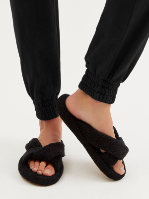 Juna Terry Slide Sandal - Black