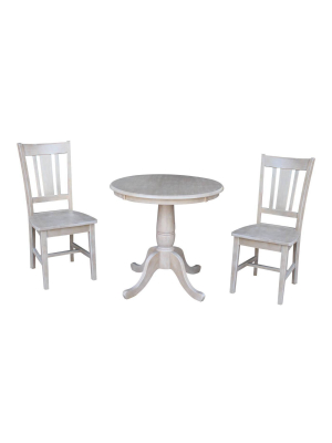 30" San Remo Round Top Pedestal Table With 2 Chairs - International Concepts