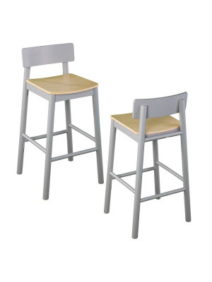 Set Of 2 Poyor 37.5" Two-tone Counter Height Barstools Gray/natural - Aiden Lane