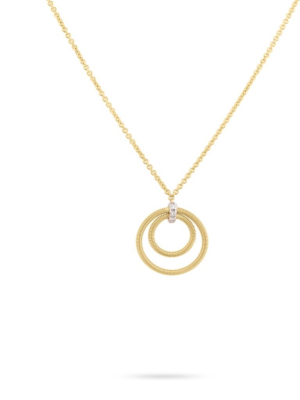 Marco Bicego® Bi49 Collection 18k Yellow Gold And Diamond Small Double Circle Necklace