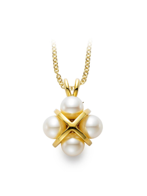 Gold Cross & Pearl Pendant Necklace