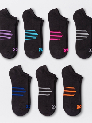 Women's Extended Size Lightweight Striped 6+1 Bonus Pack No Show Athletic Socks - All In Motion™ 8-12