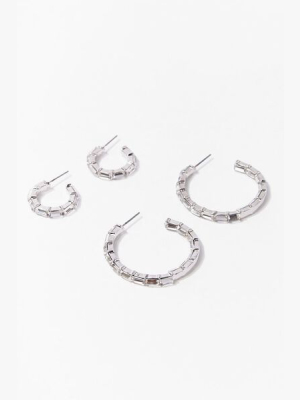 Faux Gem Hoop Earring Set