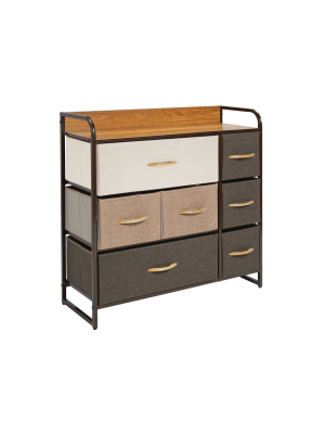 Mdesign Wide Dresser Storage Chest, 7 Fabric Drawers