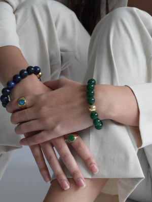 Lapis + Gold Bead Bracelet