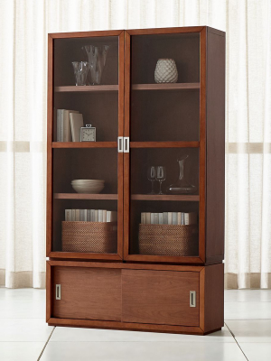 Aspect Walnut 3-piece Glass Door Storage Unit