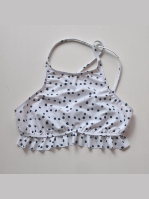 Maillot De Bain Haut Blanc Et Pois