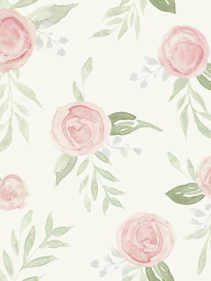 Watercolor Roses Peel & Stick Wallpaper In Coral By Joanna Gaines For York Wallcoverings