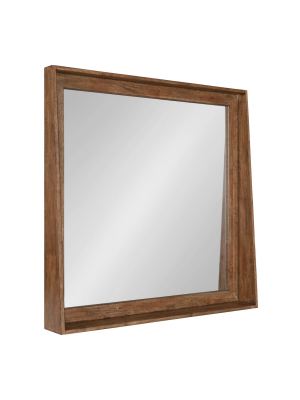 28" X 28" Basking Wall Mirror With Shelf Brown - Kate And Laurel