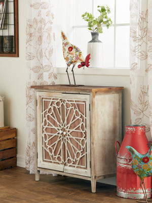 Natural Geometric Patterned Wood Cabinet Brown - Olivia & May