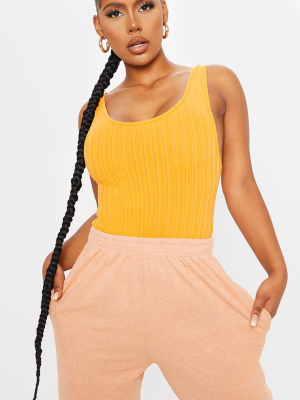 Orange Knitted Rib Scoop Bodysuit