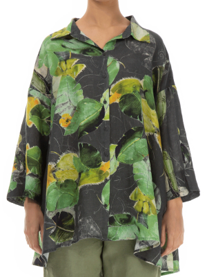 Loose Waterlilies Linen Shirt