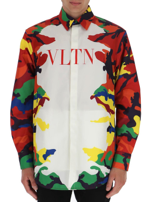 Valentino	printed Curved Hem Shirt