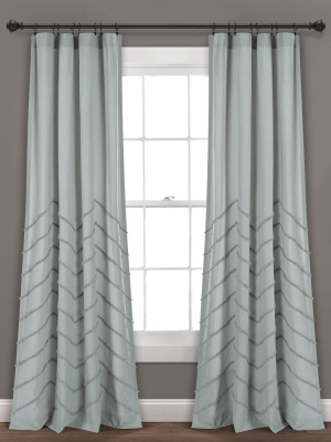 Set Of 2 Chenille Chevron Light Filtering Window Curtain Panel - Lush Décor