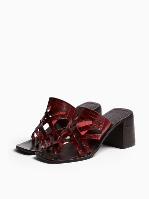 Vice Burgundy Cut Out Leather Mule Sandals