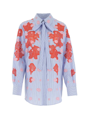 Valentino Floral Lace Pinstripe Shirt