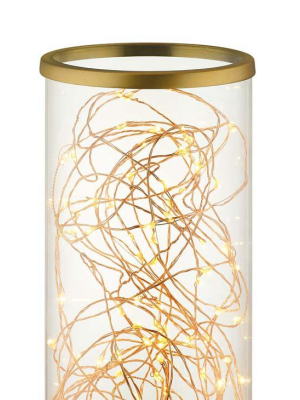 Adore Cylindrical-shaped Clear Glass And Brass Table Lamp