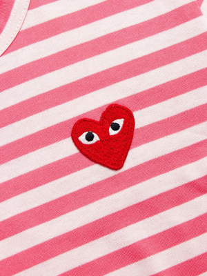 Striped Red Heart Patch Long Sleeve T-shirt