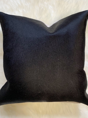 Black Cowhide Pillow, 18"