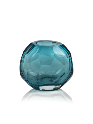 Nixie Hand Cut Blue Glass Vase In Various Sizes