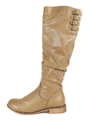 Cindy1 Taupe Buckle Riding Boot