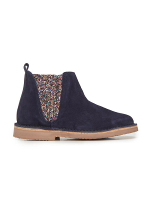 Suede Multi Sparkles Chelsea Boots In Navy