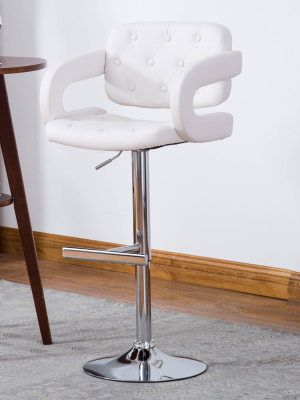 Modern Leather Adjustable Button Tufted Barstool - Ac Pacific