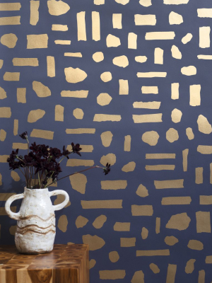 The Pearl Wallpaper In Gold On Charcoal By Thatcher Studio