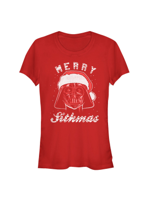 Junior's Star Wars Christmas Santa Vader Sithmas T-shirt