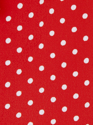 Carina High Waist Belted Shorts - Candy Red Polka Dot Print