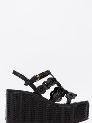 Prada Braided Detail Wedge Sandals