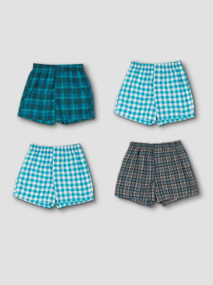 Hanes Premium Men's 4pk Woven Boxer Briefs - Blue/red Plaid/green Plaid