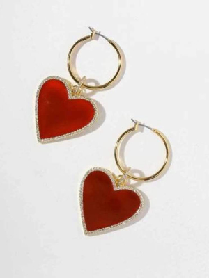 Red Heart Drop Earrings