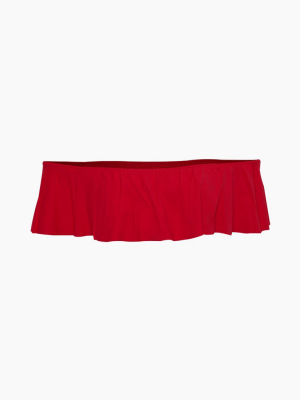 Cora Ruffle Off Shoulder Bikini Top - Cherry Red